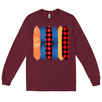 Burgundy Western Farm Life Pattern Brush Stroke Long Sleeve Tee - Bettercallsaul