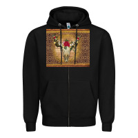 Black bull skull flowers glitter and leopard Zipper Hoodie - Artiststas