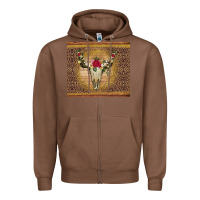 Chestnut bull skull flowers glitter and leopard Zipper Hoodie - Artiststas