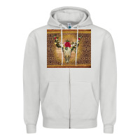 Dove Grey bull skull flowers glitter and leopard Zipper Hoodie - Artiststas