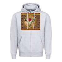 Heather Grey bull skull flowers glitter and leopard Zipper Hoodie - Artiststas