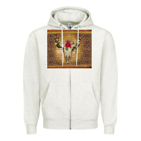 Oatmeal Heather bull skull flowers glitter and leopard Zipper Hoodie - Artiststas