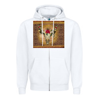 White bull skull flowers glitter and leopard Zipper Hoodie - Artiststas