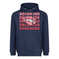 Navy xoxo checker lips Heavyweight Hoodie - MaliasSmallBusiness