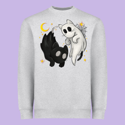 Ghost Cats With Balance Halloween Heavyweight Sweatshirt Designed By Texasbilliewilder