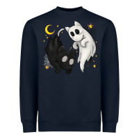 Navy Ghost Cats with Balance Halloween Heavyweight Sweatshirt - texasbilliewilder