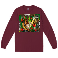 Burgundy beer set for Christmas Long Sleeve Tee - AdoDesignShop