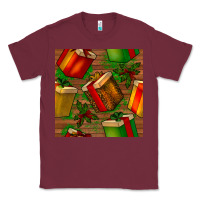 Burgundy christmas gift box seamless pattern Classic Tee - BundleAndBundleShop