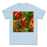 Dusty Blue christmas gift box seamless pattern Classic Tee - BundleAndBundleShop