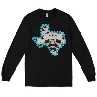 Black Texas Map Cowhide Turquoise Gemstone Long Sleeve Tee - Bettercallsaul