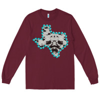 Burgundy Texas Map Cowhide Turquoise Gemstone Long Sleeve Tee - Bettercallsaul