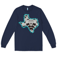 Navy Texas Map Cowhide Turquoise Gemstone Long Sleeve Tee - Bettercallsaul