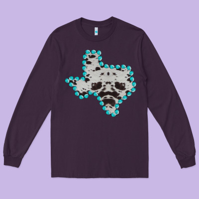Texas Map Cowhide Turquoise Gemstone Long Sleeve Tee Designed By Bettercallsaul