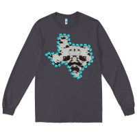 Smoke Texas Map Cowhide Turquoise Gemstone Long Sleeve Tee - Bettercallsaul