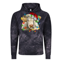 Cloud Black charolais cattle cow with christmas lights and hat Vintage Hoodie - RanaPortraitStore