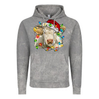 Cloud Rock charolais cattle cow with christmas lights and hat Vintage Hoodie - RanaPortraitStore