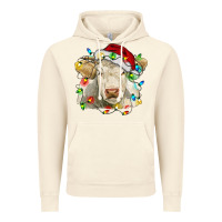 Vintage Artic charolais cattle cow with christmas lights and hat Vintage Hoodie - RanaPortraitStore