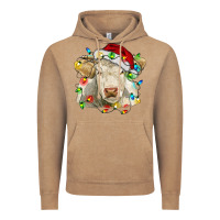 Vintage Coffee charolais cattle cow with christmas lights and hat Vintage Hoodie - RanaPortraitStore