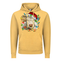 Vintage Mustard charolais cattle cow with christmas lights and hat Vintage Hoodie - RanaPortraitStore