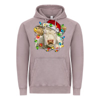 Vintage Zinc charolais cattle cow with christmas lights and hat Vintage Hoodie - RanaPortraitStore