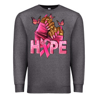 Charcoal Heather Hope Breast Cancer nails Premium Sweatshirt - NancyCooperArtShop