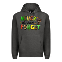 Charcoal Heather never let them forget juneteenth Premium Hoodie - LillyAllenDesigns