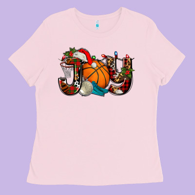 Joy With Basketball And Santa's Hat Ladies Tee Designed By Adodesignshop