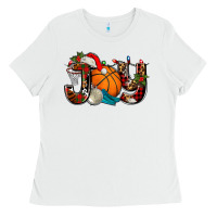 White joy with basketball and santa's hat Ladies Tee - AdoDesignShop