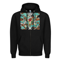 Black bull skull flowers cowhides and leopard Zipper Hoodie - Artiststas