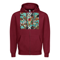 Burgundy bull skull flowers cowhides and leopard Zipper Hoodie - Artiststas