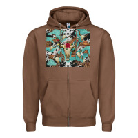 Chestnut bull skull flowers cowhides and leopard Zipper Hoodie - Artiststas