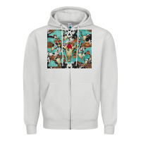 Dove Grey bull skull flowers cowhides and leopard Zipper Hoodie - Artiststas