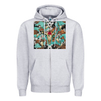 Heather Grey bull skull flowers cowhides and leopard Zipper Hoodie - Artiststas