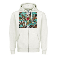 Oatmeal Heather bull skull flowers cowhides and leopard Zipper Hoodie - Artiststas