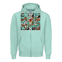 Seafoam bull skull flowers cowhides and leopard Zipper Hoodie - Artiststas
