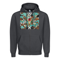 Smoke bull skull flowers cowhides and leopard Zipper Hoodie - Artiststas