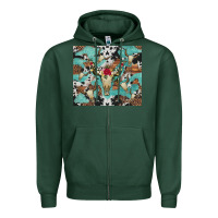 Sports Green bull skull flowers cowhides and leopard Zipper Hoodie - Artiststas