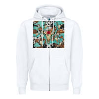 White bull skull flowers cowhides and leopard Zipper Hoodie - Artiststas