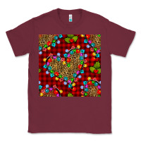 Burgundy christmas lights and leopard hearts seamless pattern Classic Tee - BundleAndBundleShop
