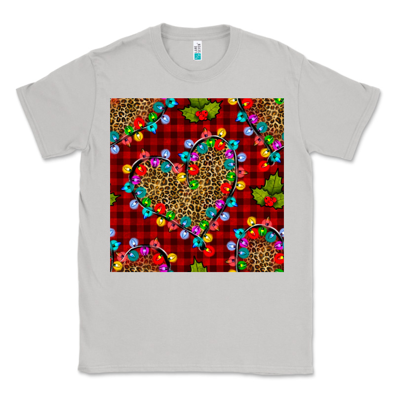 Christmas Lights And Leopard Hearts Seamless Pattern Classic Tee by BundleAndBundleShop | Teevron