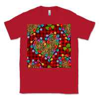 Red christmas lights and leopard hearts seamless pattern Classic Tee - BundleAndBundleShop