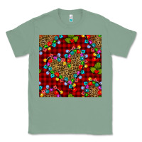 Sage christmas lights and leopard hearts seamless pattern Classic Tee - BundleAndBundleShop