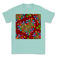 Seafoam christmas lights and leopard hearts seamless pattern Classic Tee - BundleAndBundleShop