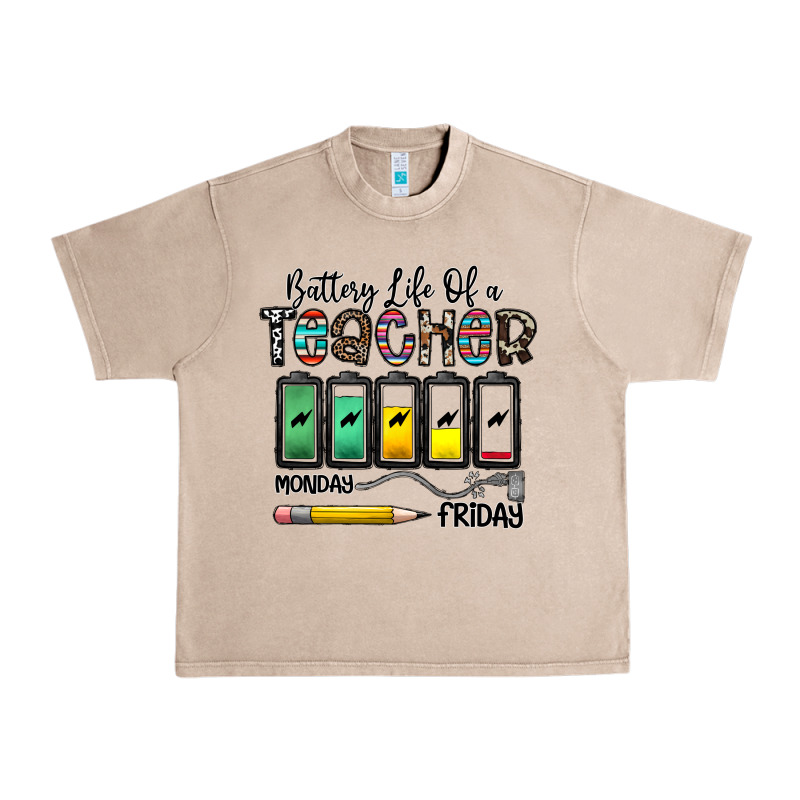 Battery Life Of A Teacher Monday Friday Urban Heavy Tee by CowhideDigitalArt | Teevron