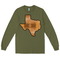 Army Green Texas Map Western Horsehide Pattern Long Sleeve Tee - Bettercallsaul