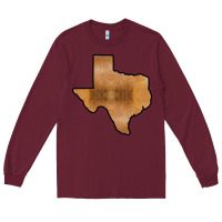 Burgundy Texas Map Western Horsehide Pattern Long Sleeve Tee - Bettercallsaul