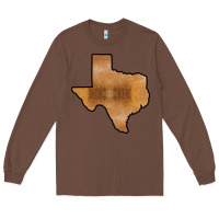 Chestnut Texas Map Western Horsehide Pattern Long Sleeve Tee - Bettercallsaul