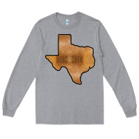 Heather Grey Texas Map Western Horsehide Pattern Long Sleeve Tee - Bettercallsaul