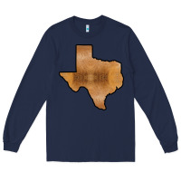 Navy Texas Map Western Horsehide Pattern Long Sleeve Tee - Bettercallsaul