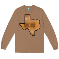 Toasted Coconut Texas Map Western Horsehide Pattern Long Sleeve Tee - Bettercallsaul
